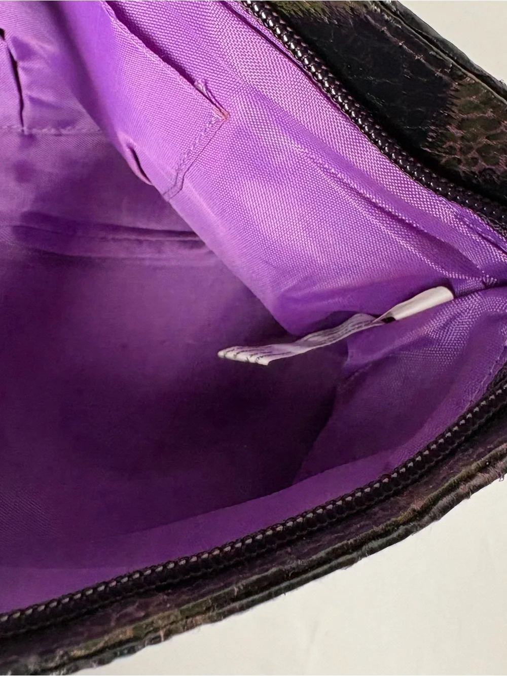 2-items NWOT- 1 snake skin harlequin diamond style pattern purple & blk clutch